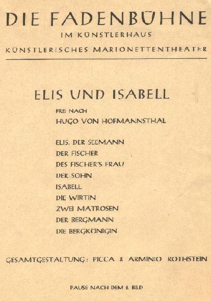 Fadenbühne Eröffnung "Elis und Isabell" von Hofmannsthal