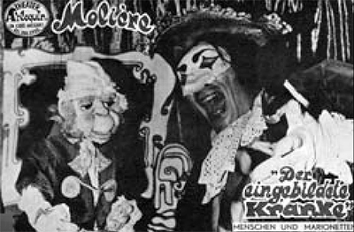 Plakat "Der eingebildete Kranke" von Molière im Theater Arlequin 1969