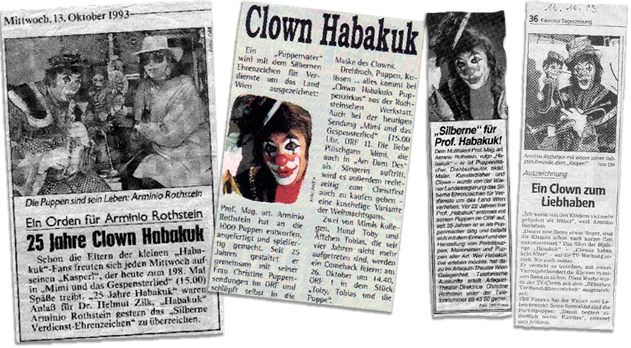 Pressemeldungen anl. der Verleihung des Silbernen Ehrenzeichens um die Verdienste der Stadt Wien durch Dr. Zilk an Arminio Rothstein.