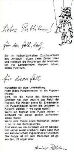 Aus dem Programm der Aufführung "Lumpazivagabundus"